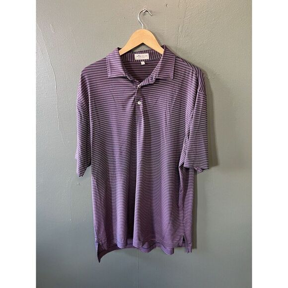 Peter Millar Mens Purple Short Sleeve Striped Golf Sumer Comfort Polo Size Large - Picture 1 of 3
